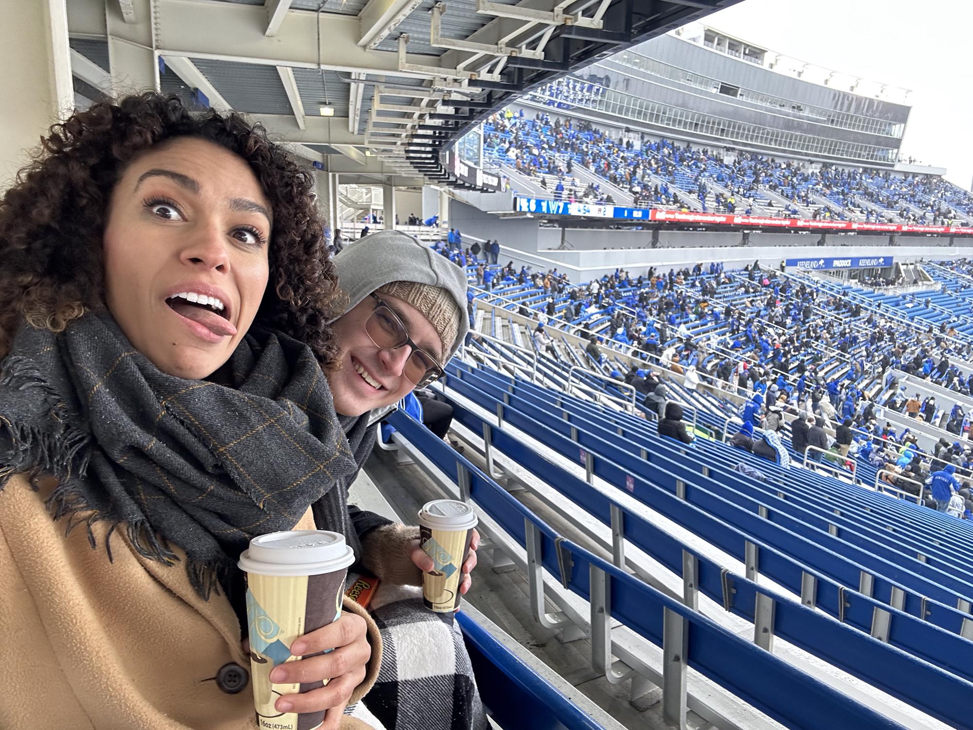 Freezing at a football game. Like, literally freezing.