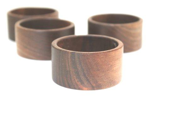 Handmade Walnut Napkin Rings - Set of 8
