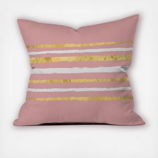 Gold and White Stripe On Blush Throw Pillow