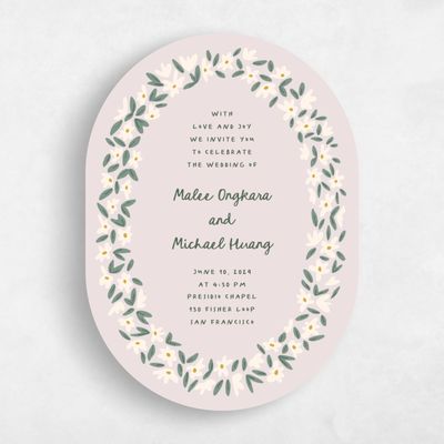 Light Mauve, Pink Wedding Invitation - Marguerite Portrait
