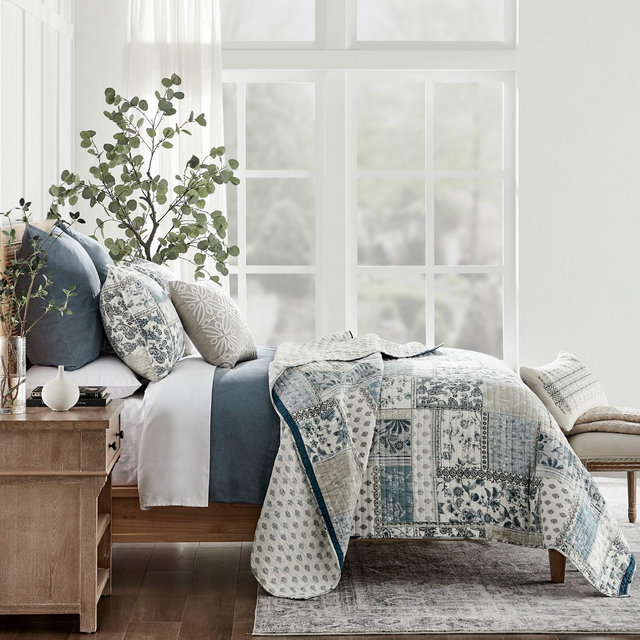 Washed Linen Denim Blue King Duvet Cover- Levtex Home
