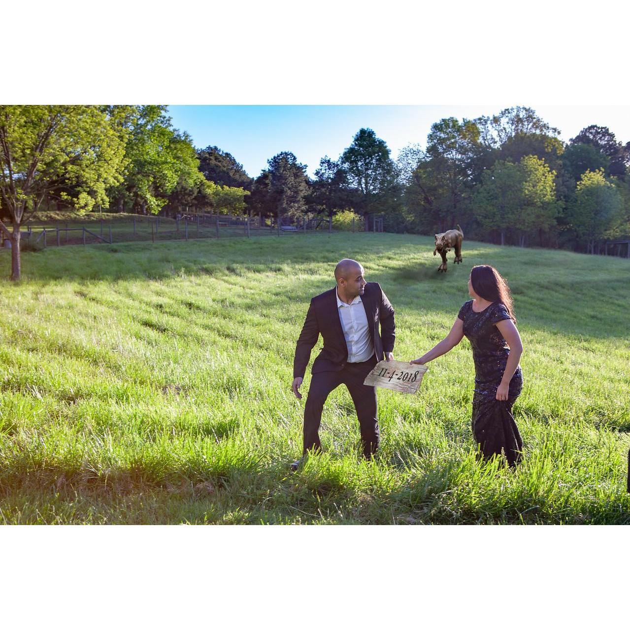 Running from a T-Rex! Save the Date!