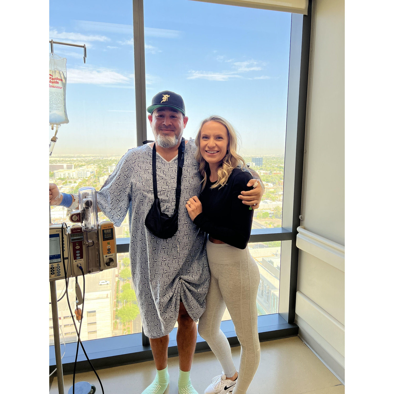 Right out of surgery!  Kidney Transplant Day.
