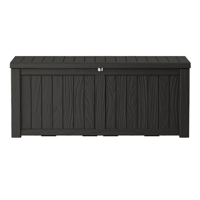 TARKARI 120 Gallon Lockable Resin Deck Box, Waterproof & UV-Resistant Outdoor Storage Box for Outdoor Cushion Storage and Outdoor Delivery Storage, Black
