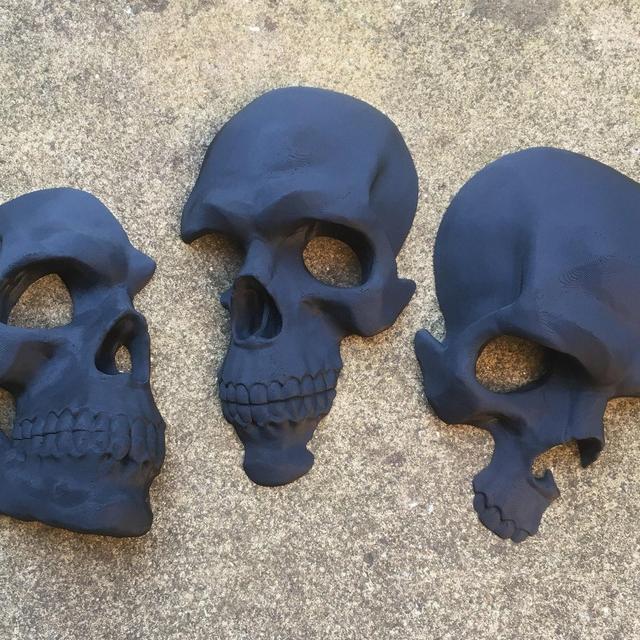 3D Printed Skull Wall Decor, Full Size Set Of 3, Wall Mounted Human Skulls