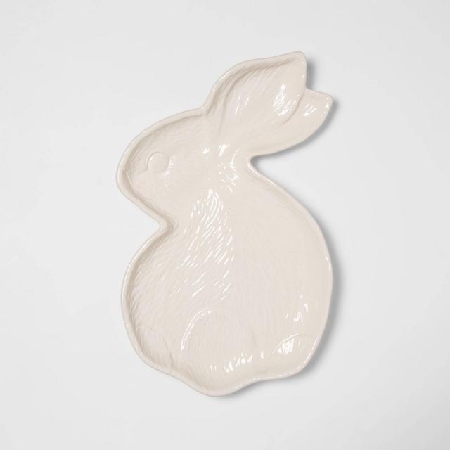 16" x 10" Stoneware Bunny Serving Platter White - Threshold™
