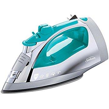 Sunbeam Steam Master GCSBSP-201-FFP 1400 Watt Large Anti-Drip Non-Stick Stainless steel Soleplate Iron with Variable Steam Control and 8' Retractable Cord, Chrome/Teal