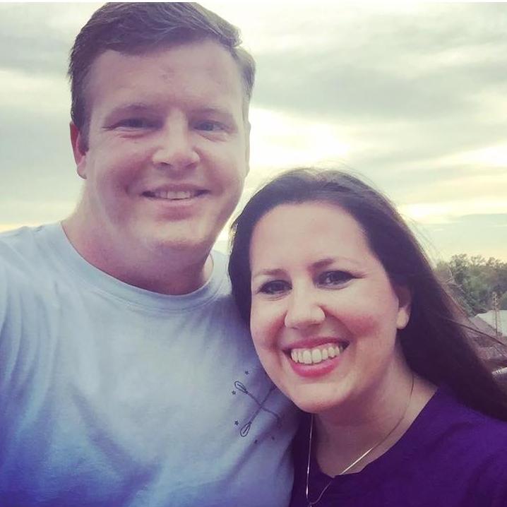 at the Riverwalk on our first real "date" where we later got engaged