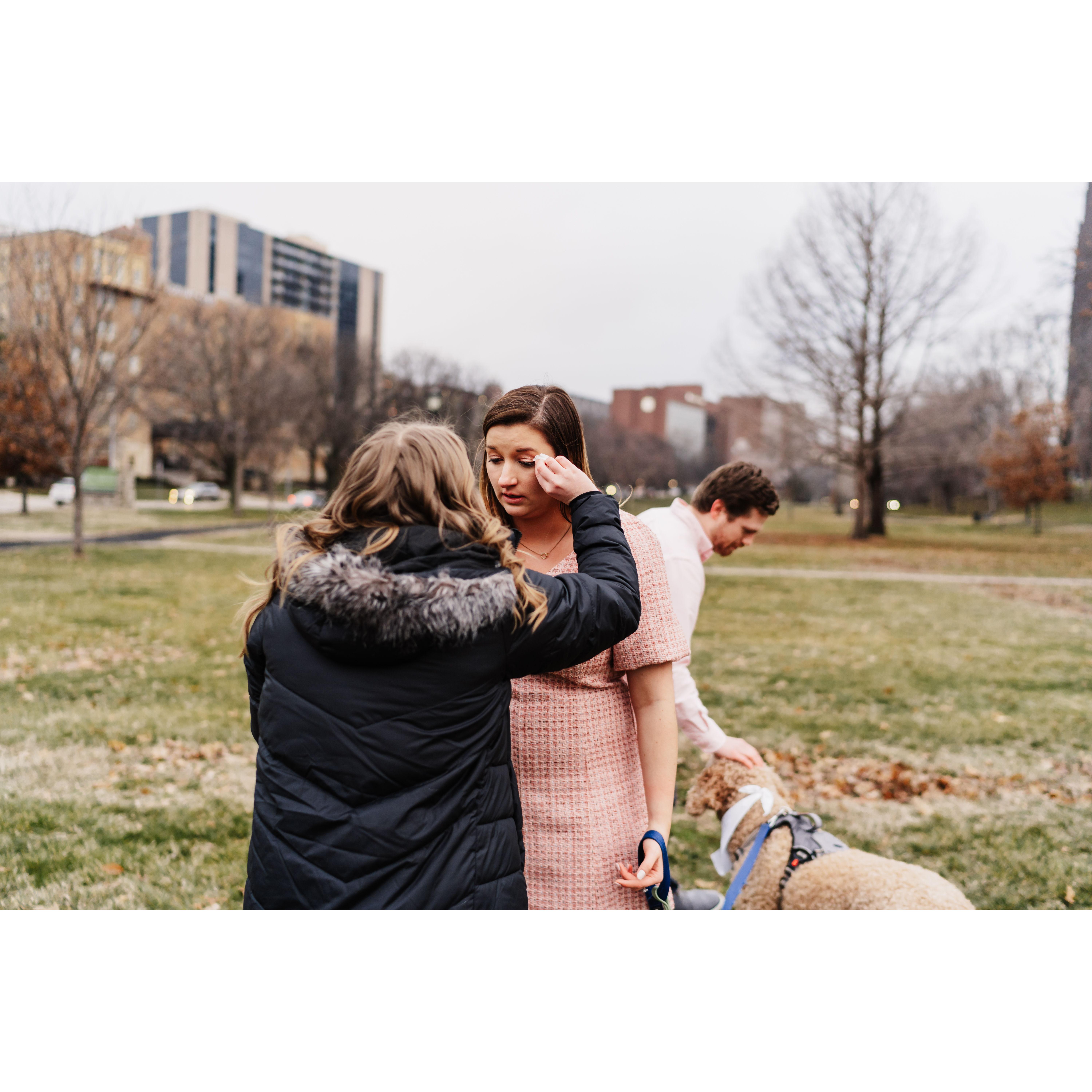 Maid of Honor, Brittany, surprised me with bringing Opie with some photos and wiping away tears of joy!