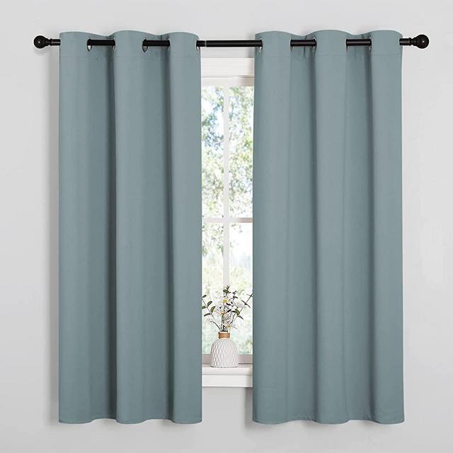 NICETOWN Home Decoration Window Treatment Curtains and Drapes, Thermal Insulated Solid Grommet Blackout Curtains/Drapes/Panels for Dining Room (Stormy Sea, 2 Panels, 42 by 63-Inch)