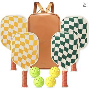 Pickleball Paddles Set of 4- USAPA Approved Graphite/Fiberglass Pickleball Racket, 2 Pickleball Rackets, 4 Balls and 1 Portable Carry Bag, Aesthetic Pickle Ball Set for Men Women Beginners