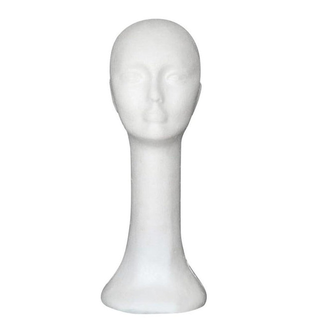 Fumweeb Mannequin Head, 21" Standard Non-Slip Abstract Styrofoam Head for Wigs, Durable Foam Wig Heads for Wig Styling Hat Glasses Display Hair Salon Retail Home Use (45*55cm Long Neck)