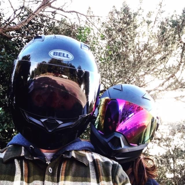 Year after Jonathan got his bike, Jennifer's first time on the back. Ride to Santa Cruz