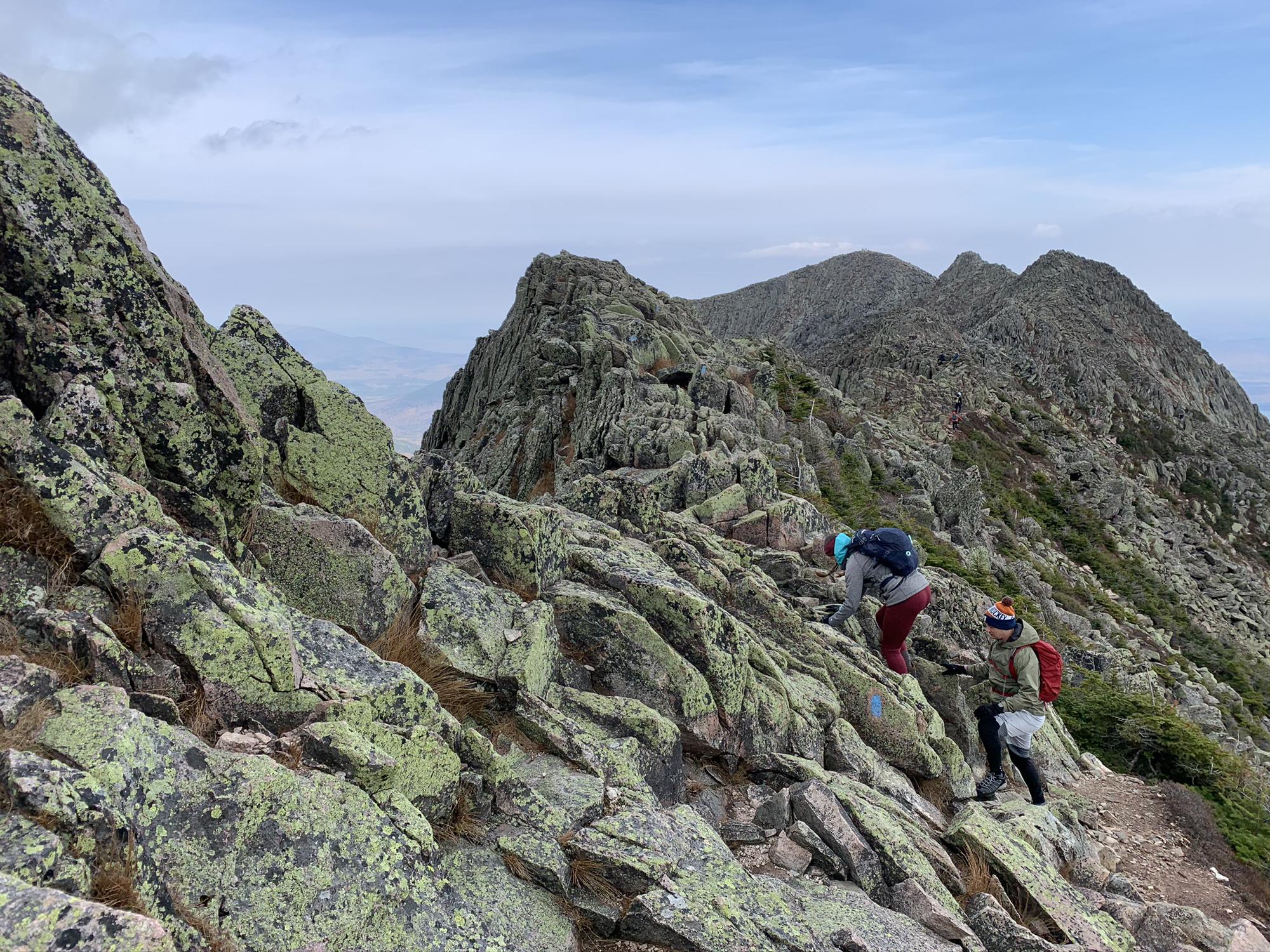 Conquering Knife's Edge at the top of Mount Katahdin in Maine