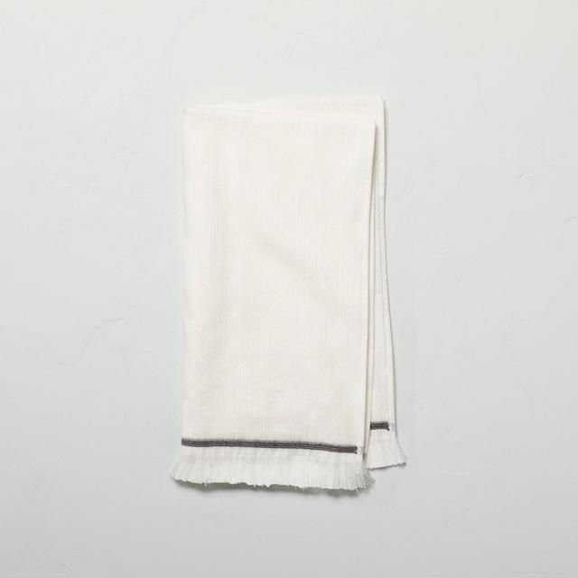 Textured Stitch Hand Towel Sour Cream/Railroad Gray - Hearth & Hand™ with Magnolia