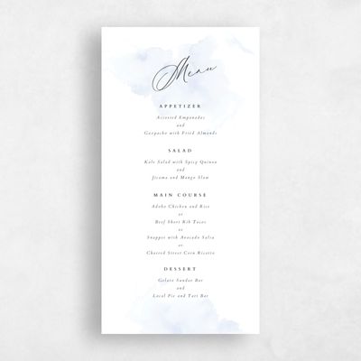 Blue Wedding Menu - Lombok