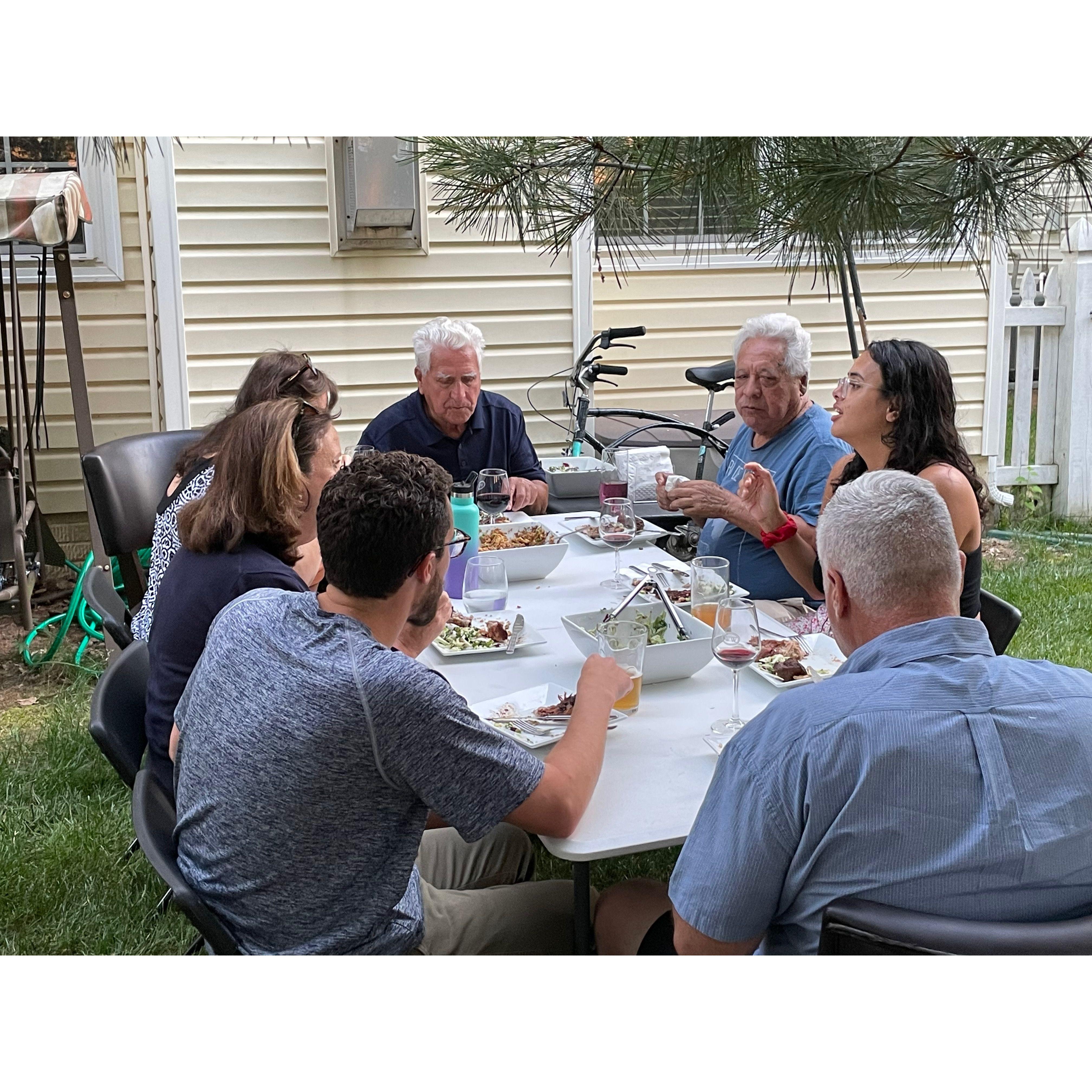 Summer 2021. Backyard dinner with the family and abuelitos