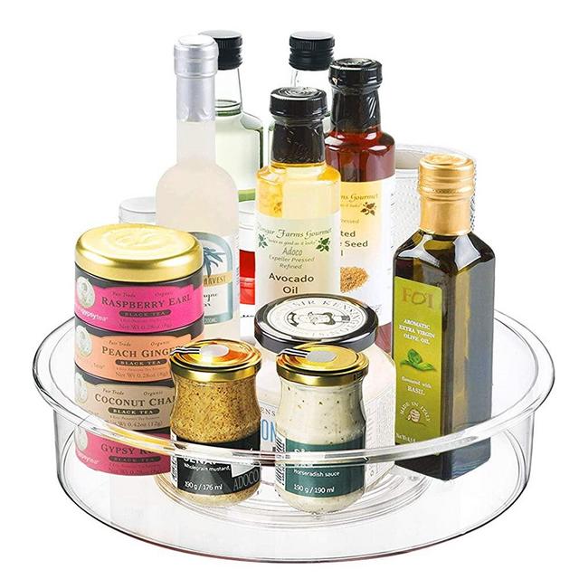 Lazy Susan Turntable Cabinet Organizer, Clear Plastic Spinning Kitchen Storage Organizer For Cabinet,Pantry,Countertop,Table,Shelf - Clear/Round/12inch