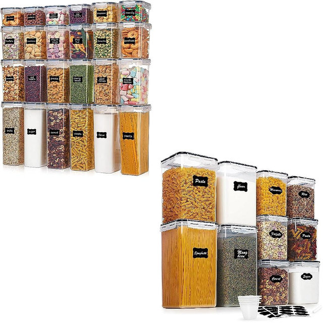 Vtopmart 24 Pcs Food Storage Containers with 10 PCS Flour and Sugar Storage Container