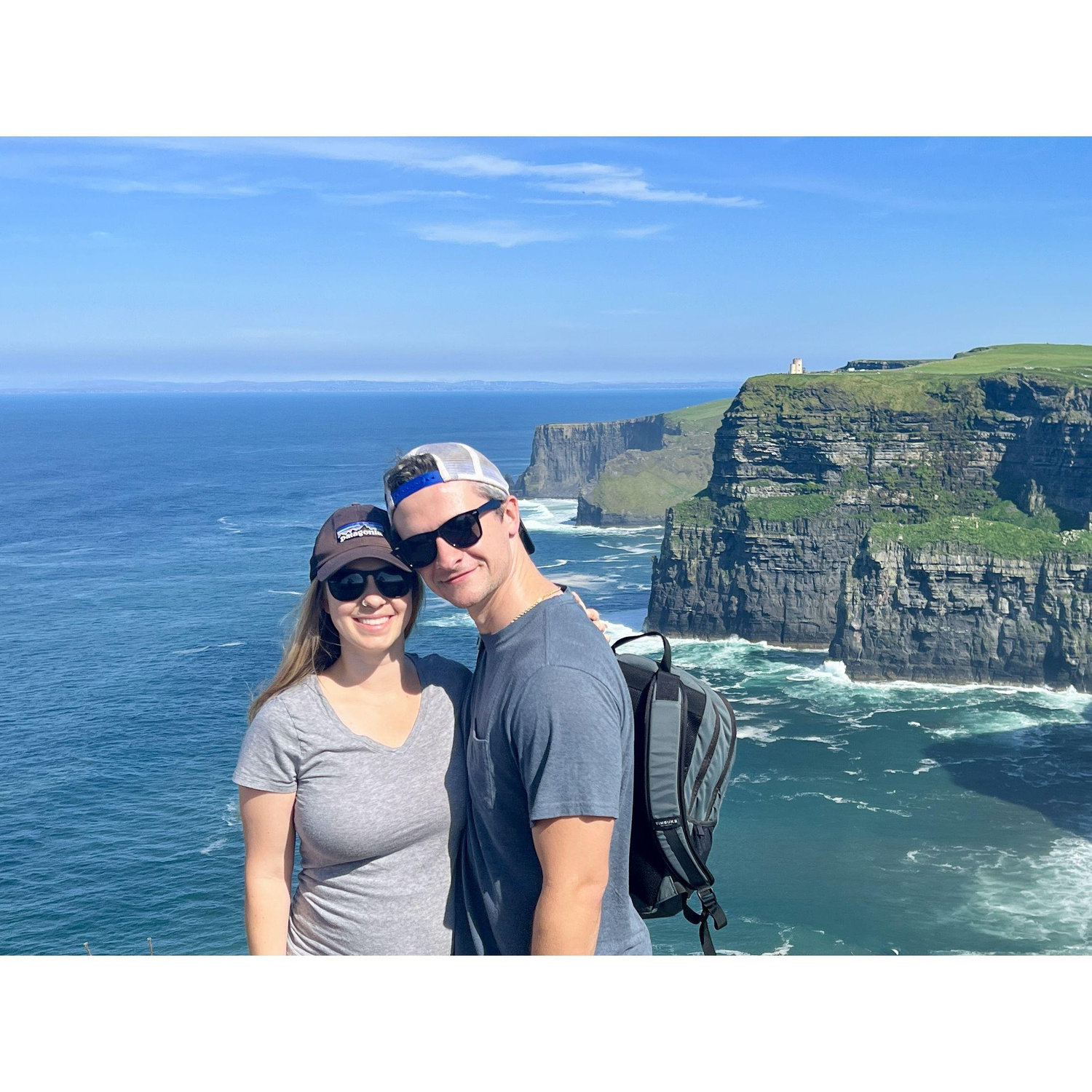 We did a babymoon trip to Ireland in fall of 2023. Here we are at the Cliffs of Moher.