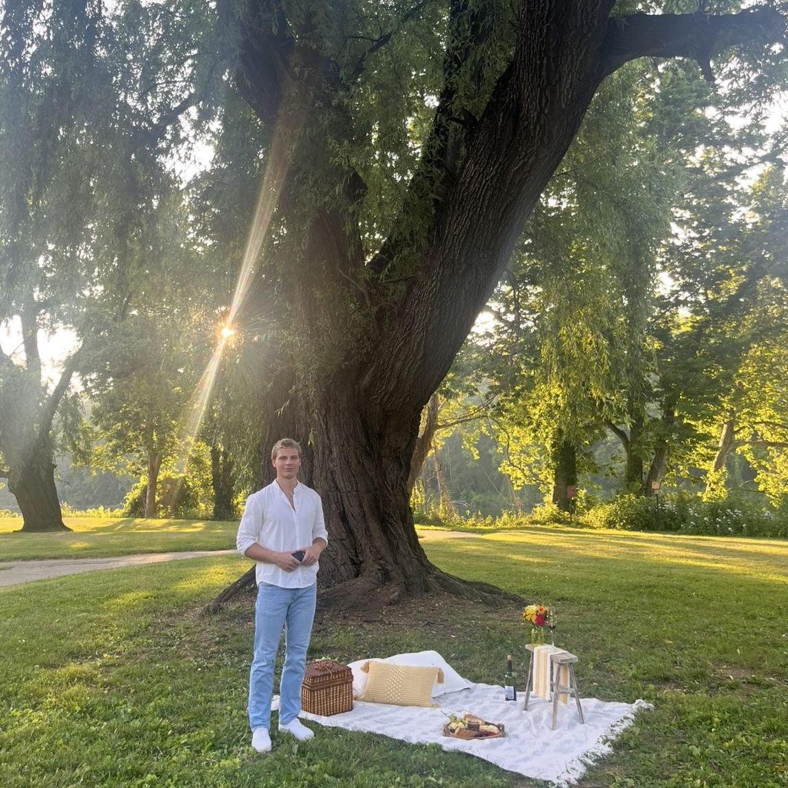 Moments after our engagement - the most beautiful spot & setup!