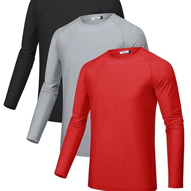 Sykooria 3 Pack Men's Long Sleeve Workout T-Shirts UPF 50+ UV Sun Protection Lightweight Cooling Quick-Dry Athletic Shirt