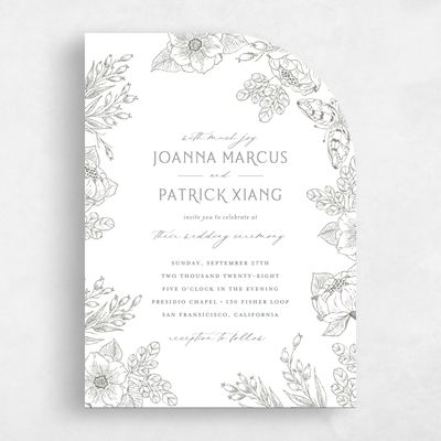White Half arch Wedding Invitation - Briallen Classic