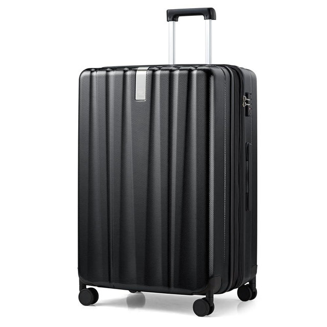 Hanke 29 Inch Expandable Checked Luggage Lightweight PC Hard Shell Luggage Suitcases with Wheels Tsa Luggage Rolling Large Suitcase Travel Luggage Bag for Study Abroad.(Jet Black)