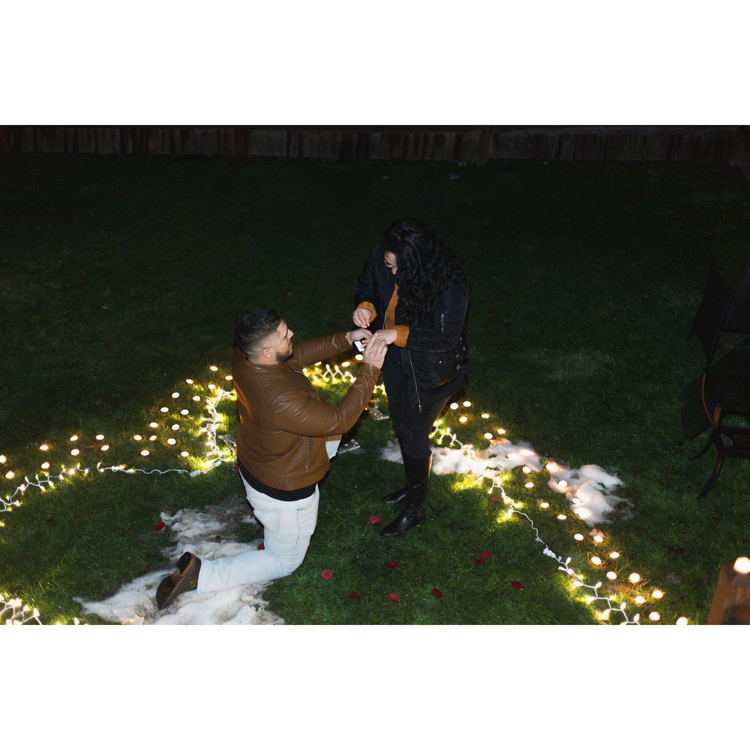 When Robert proposed and placing the ring.