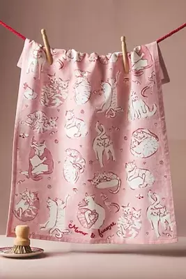 Meow & Furever Embroidered Dish Towel