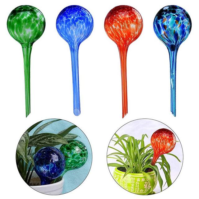 Fascigirl 4 Pcs Plant Watering Globes Decorative Glass Automatic Watering Ball Bulbs for Garden