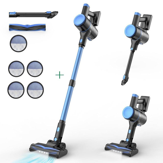 UML0 N8 Cordless Stick Vacuum + 4 Packs Filter Replacement