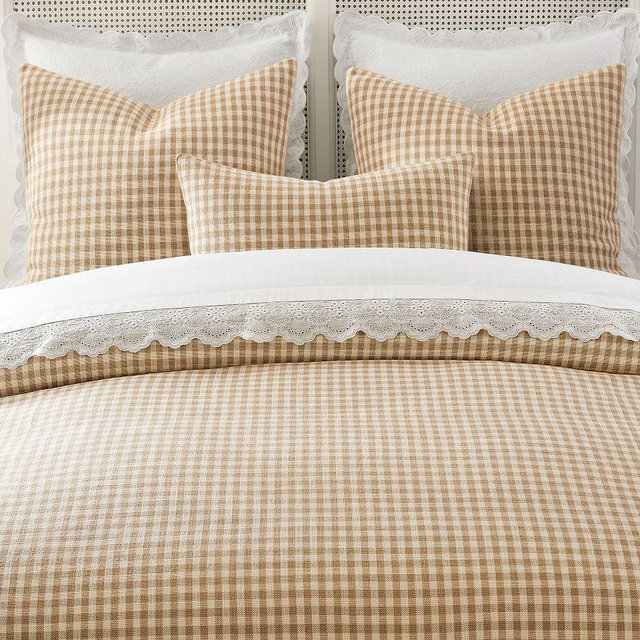 Blaine Check Duvet Cover, Camel, King/Cal. King