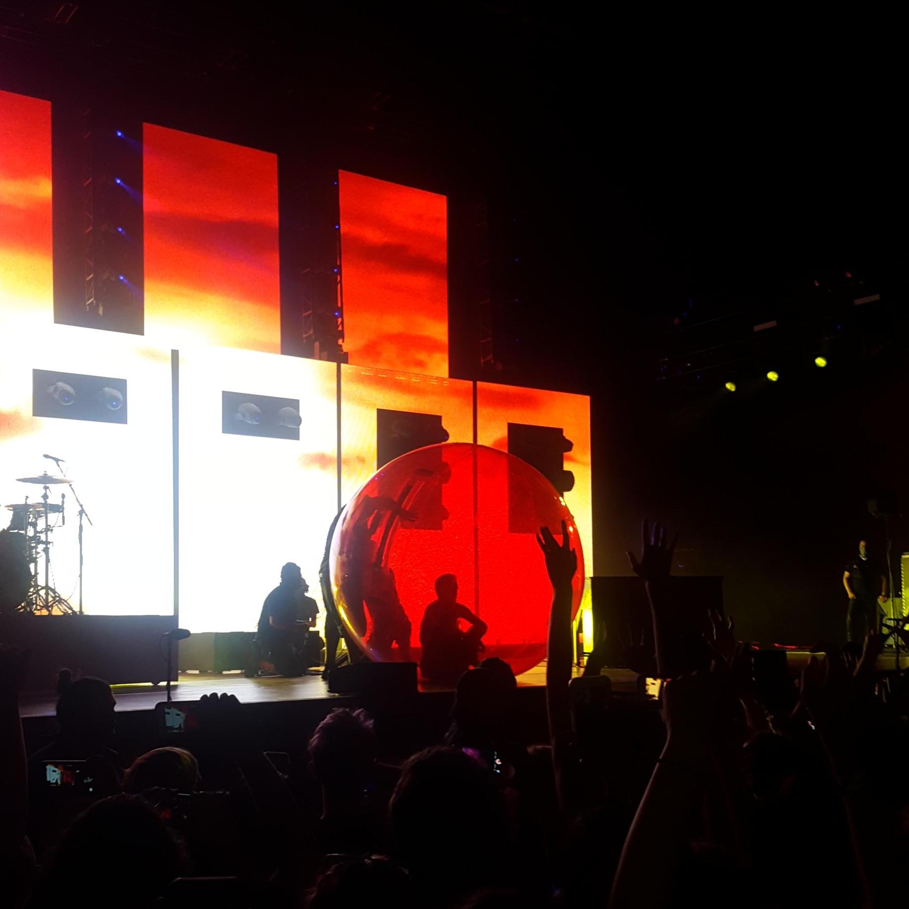 He's in a hamster ball!
