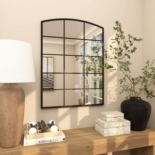 Metal Arched Window Pane Room Wall Mirror