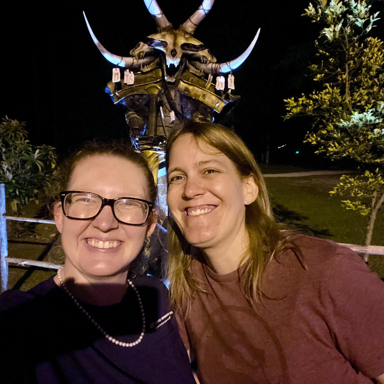 This was our very first photo taken together! It was our second date at a haunted farm.