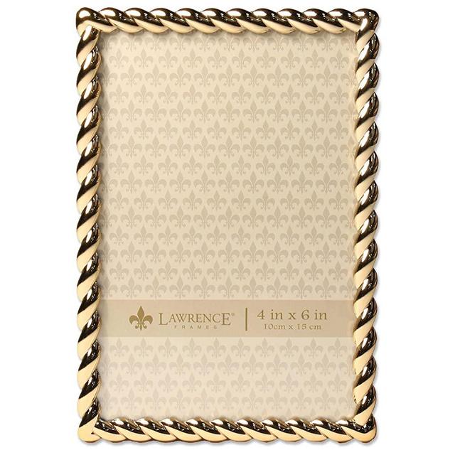 Lawrence Frames Rope Design Metal Frame, 4x6, Gold