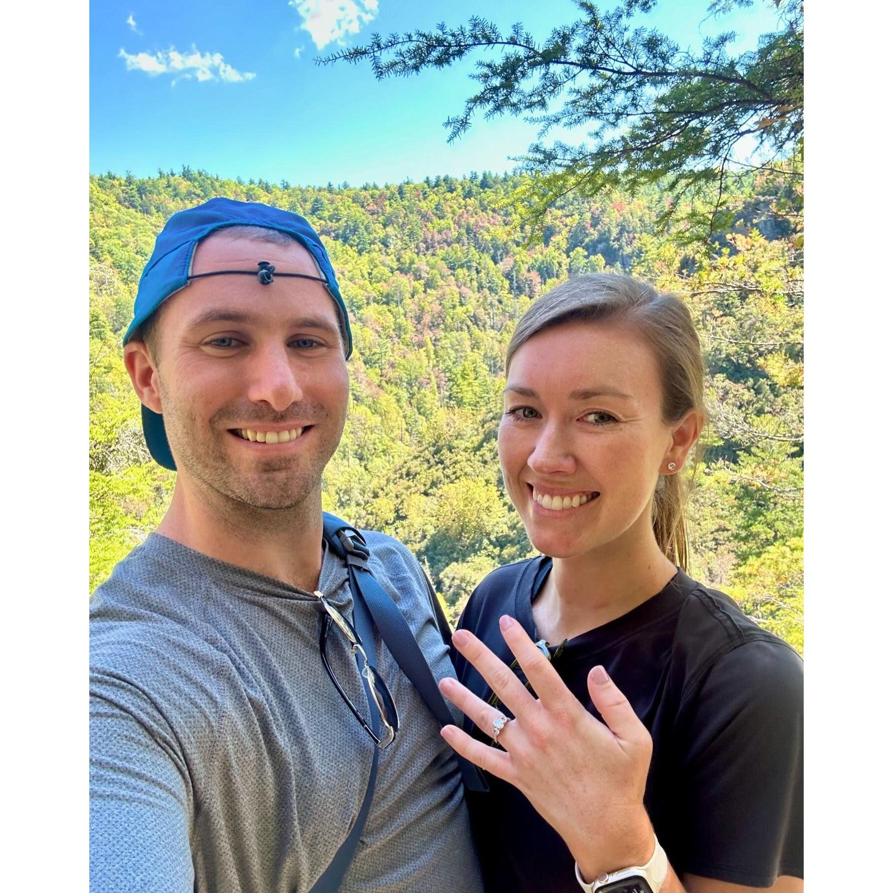 Hiking in the Linville Gorge the day after I said "yes!"
