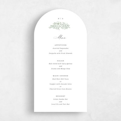 White Arch Wedding Menu - Elaina
