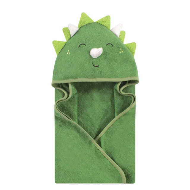 Hudson Baby Infant Boys Cotton Animal Face Hooded Towel, Dinosaur, One Size