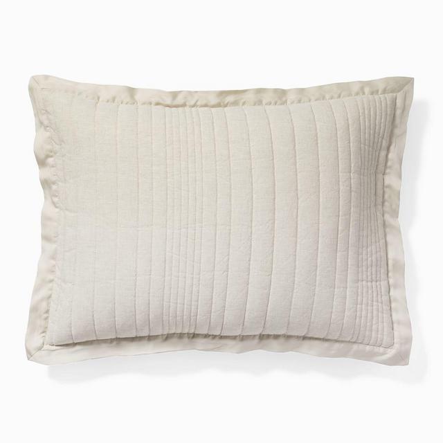 European Flax Linen Linework, Standard Sham, Natural Flax
