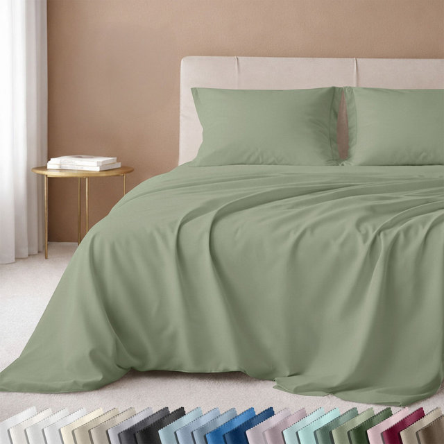 California Design Den Queen Deep Pocket Sheet Set - 600 Thread Count Sateen, 100% Cotton Queen Sheet Set, Durable Bedding - Laurel Green