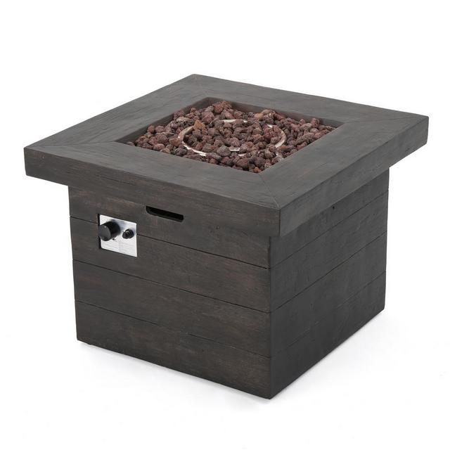 Anchorage Wood Finish Square Gas Outdoor Fire Pit