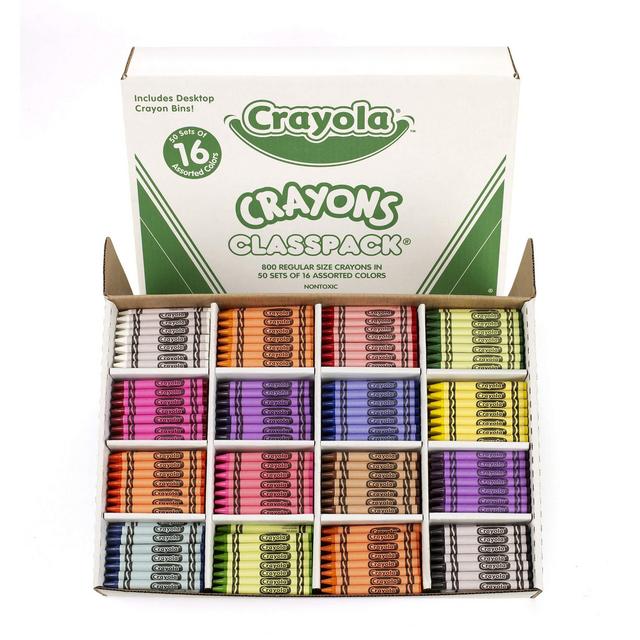Crayola Classpack Assortment, 800 Regular Size Crayons, 16 Different Colors (50 Each), Great for Classroom, Educational, All-Purpose Art Tools