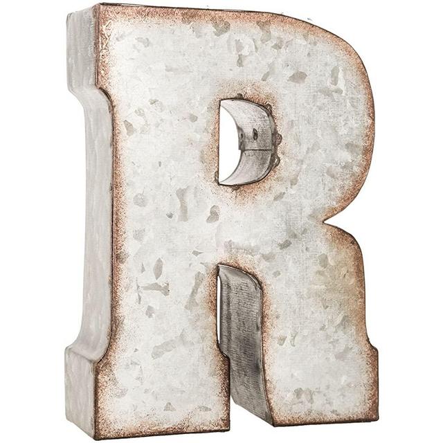 Galvanized Metal 3D Letter R