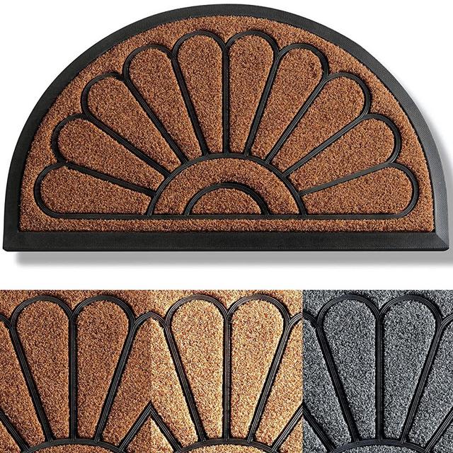 Extra Durable Spring Door Mat - Welcome Mats for Front Door - Door Mats for Outside Entry - Half-Round Welcome Mat - 30"x18" Doormat - Brown Entryway Rug