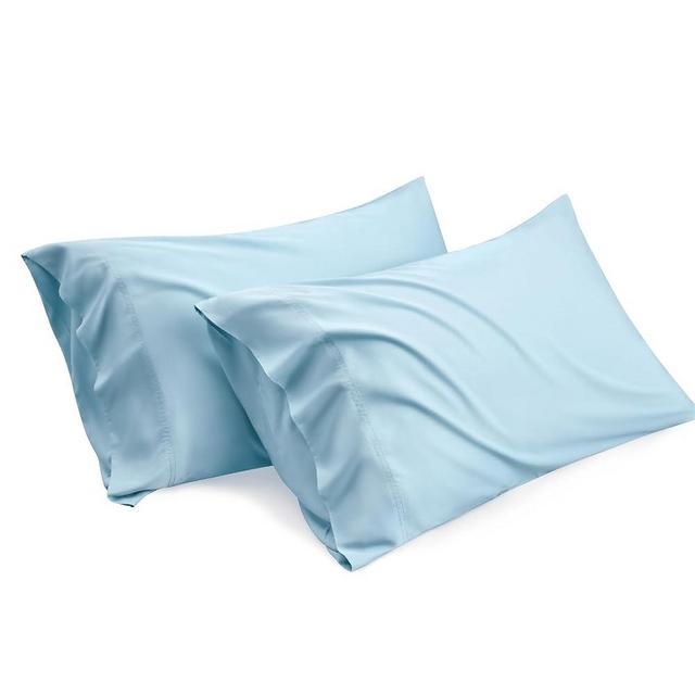 Bedsure King Size Pillow Cases Set of 2, Rayon Derived from Bamboo Cooling Pillowcase, Soft & Breathable Pillow Covers with Envelope Closure, Gifts for Men or Women, Aqua Blue, 20x36 Inches