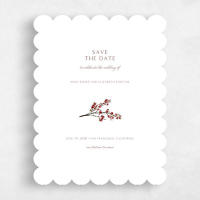 Red Scalloped Wedding Save the Date - Allamia Portrait