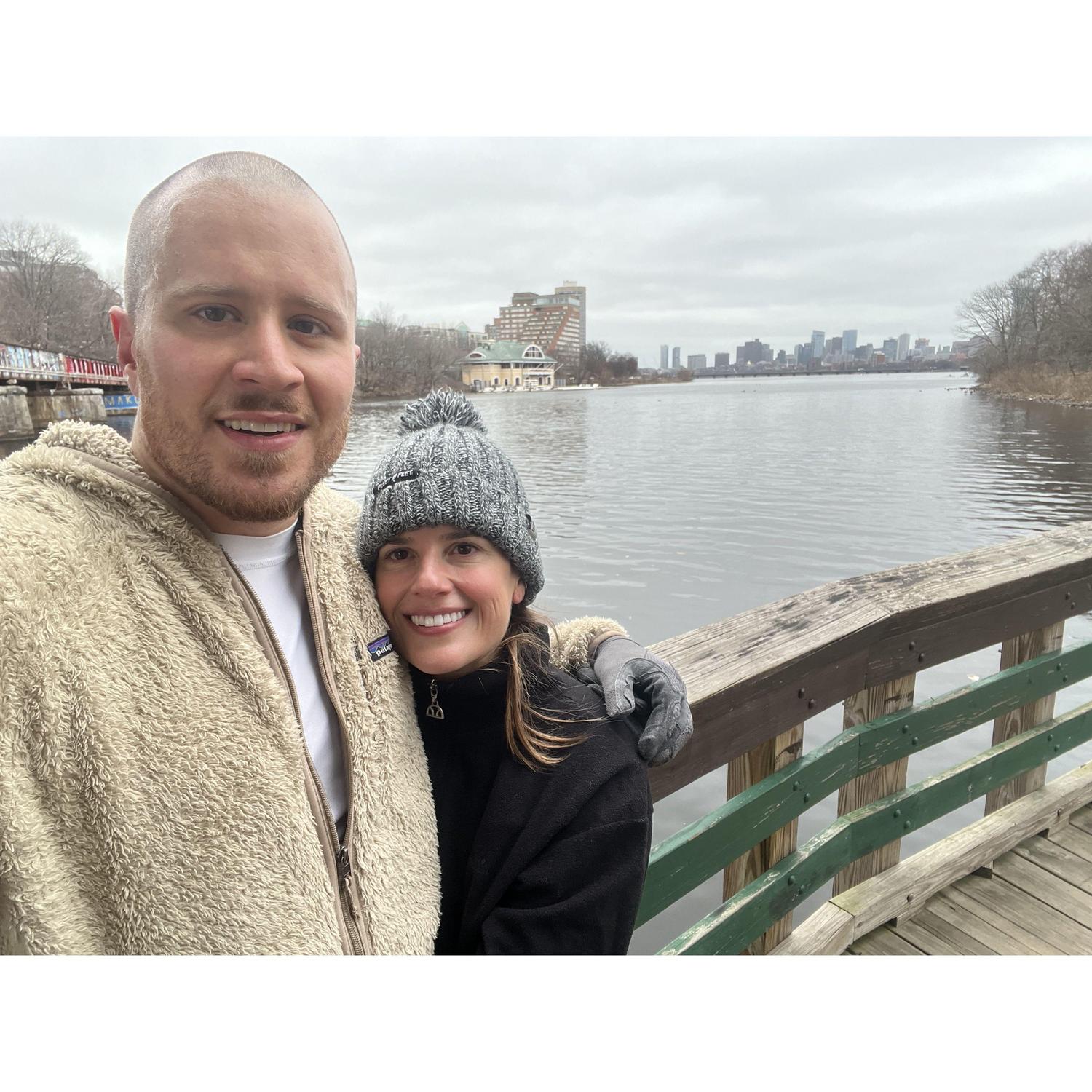 Our first run together! Through the streets of Boston and along the Charles River, March 2024