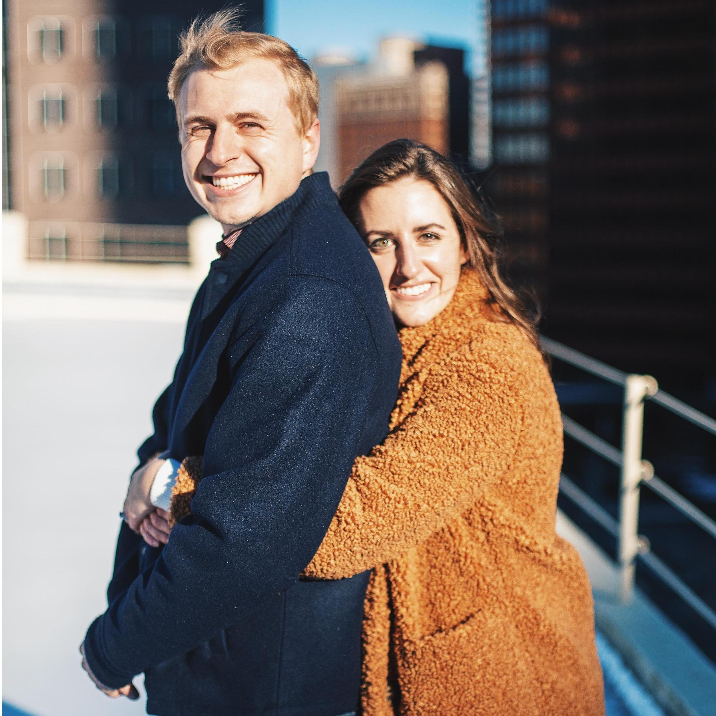 Us on the roof of a Pittsburgh parking garage in January. Not pictured: the foot of snow we're standing in.